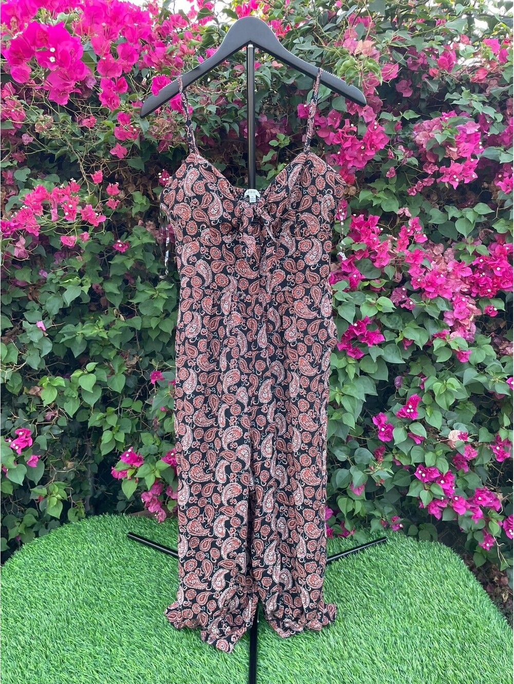 AUW XL Paisley Print Jumpsuit with Adjustable Straps